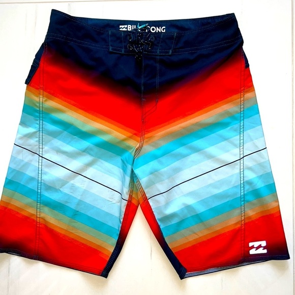 Billabong Other - Multi Stripe Billabong Board Shorts with Back Velcro Pocket Size Waist 28